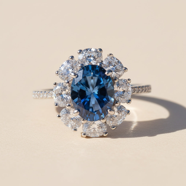 Oval Halo Gemstone Ring 2ct