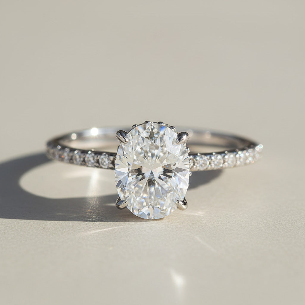 Oval Solitaire Moissanite Lab Grown Diamond Ring (1–3ct)