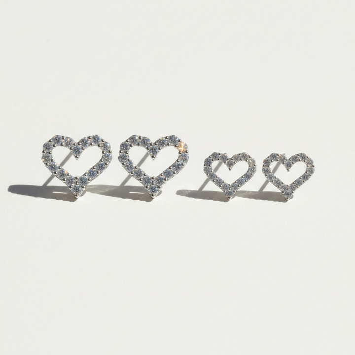 Pavé Heart Moissanite Stud Earrings