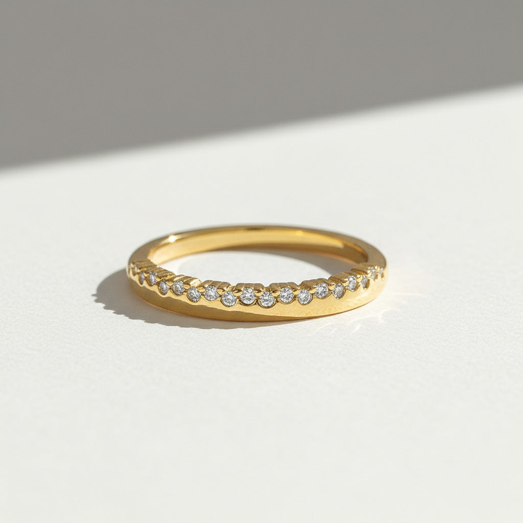 Pavé Moissanite Band Ring | Minimalist Stacking Rin