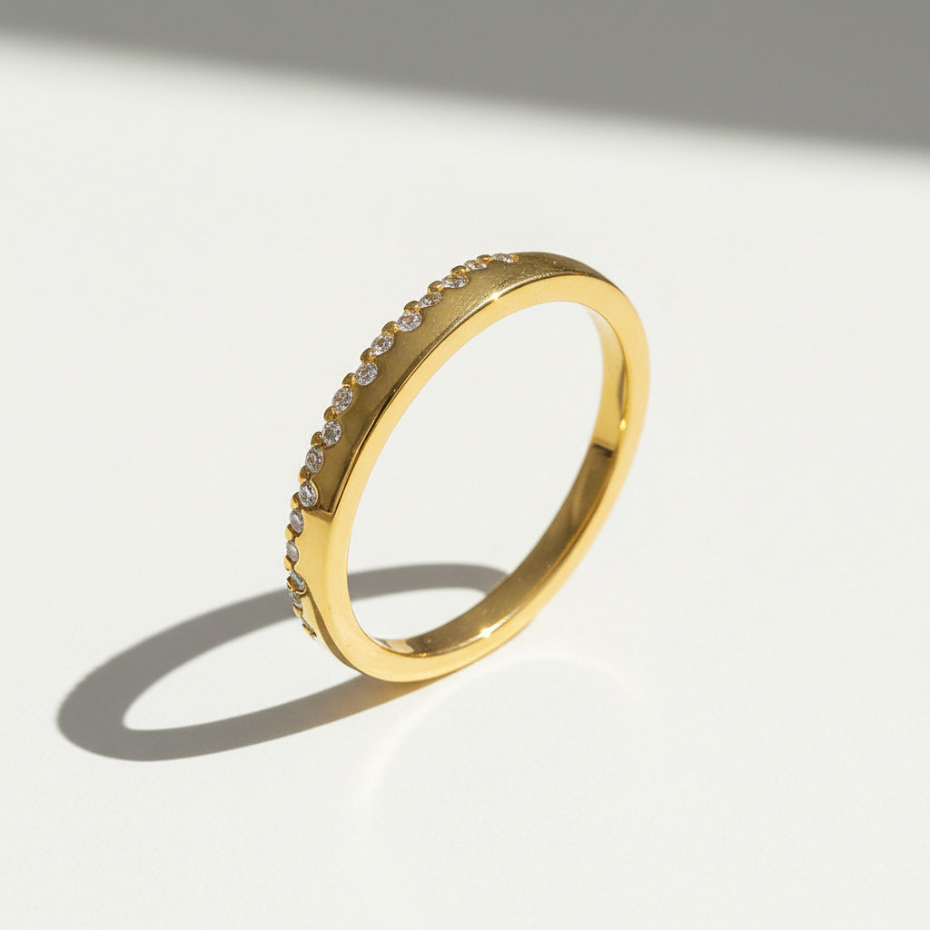 Pavé Moissanite Band Ring | Minimalist Stacking Rin