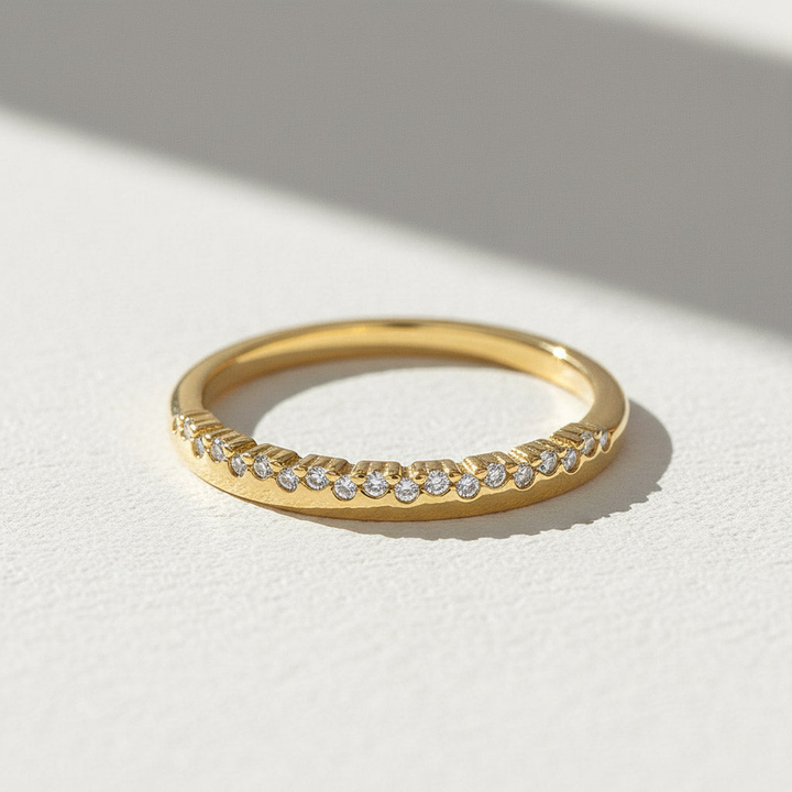 Pavé Moissanite Band Ring | Minimalist Stacking Rin