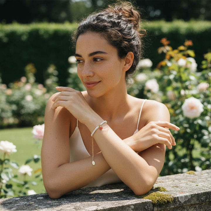 Pavé Pomegranate &amp; Freshwater Pearl Bracelet