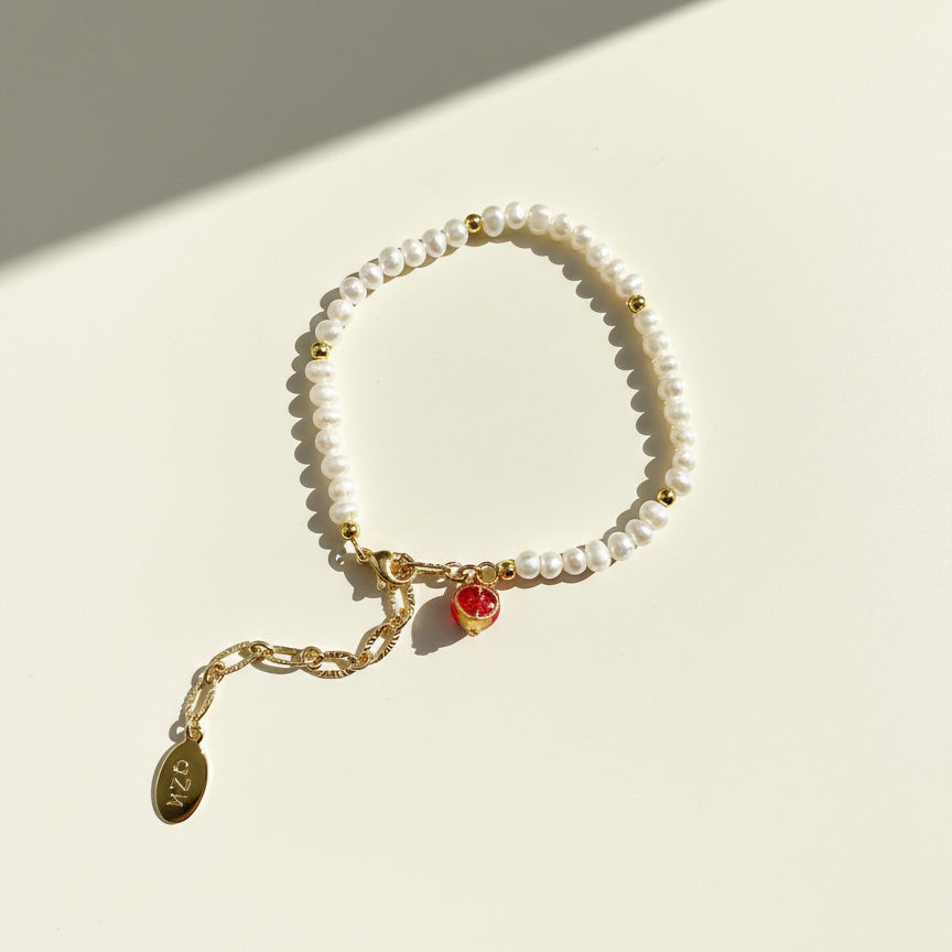 Pavé Pomegranate &amp; Freshwater Pearl Bracelet