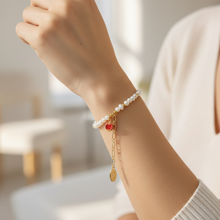 Pavé Pomegranate &amp; Freshwater Pearl Bracelet