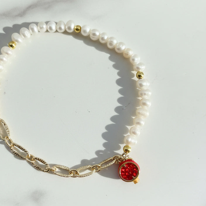Pavé Pomegranate &amp; Freshwater Pearl Bracelet