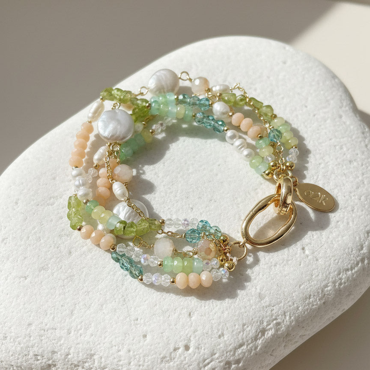 Pearl, Peridot &amp; Amazonite Multi-Strand Bracelet