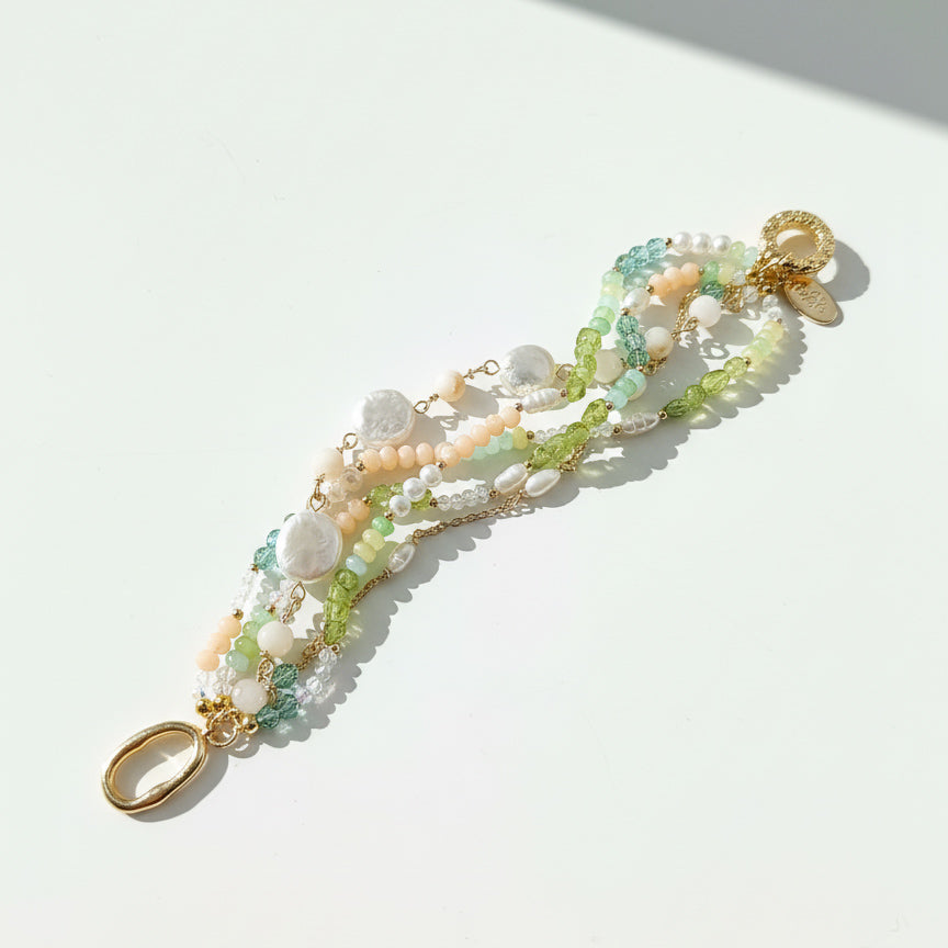 Pearl, Peridot &amp; Amazonite Multi-Strand Bracelet