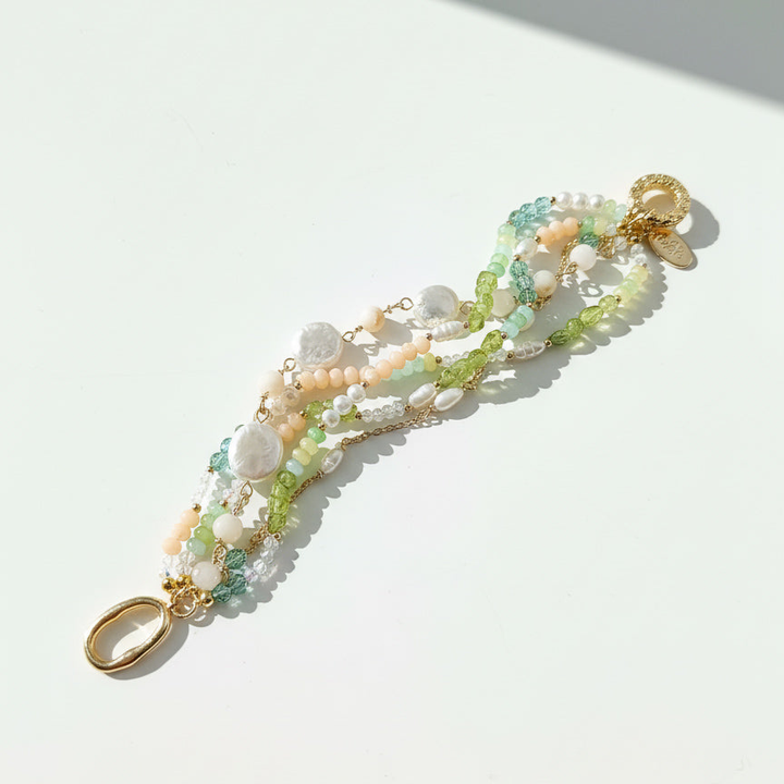 Pearl, Peridot &amp; Amazonite Multi-Strand Bracelet