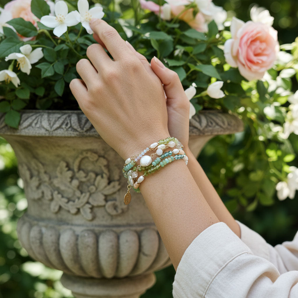 Pearl, Peridot &amp; Amazonite Multi-Strand Bracelet