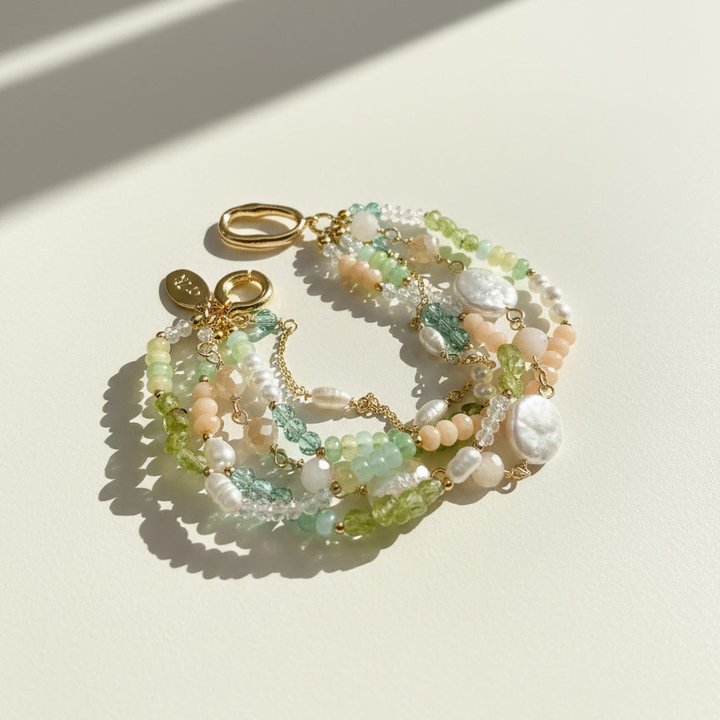 Pearl, Peridot &amp; Amazonite Multi-Strand Bracelet