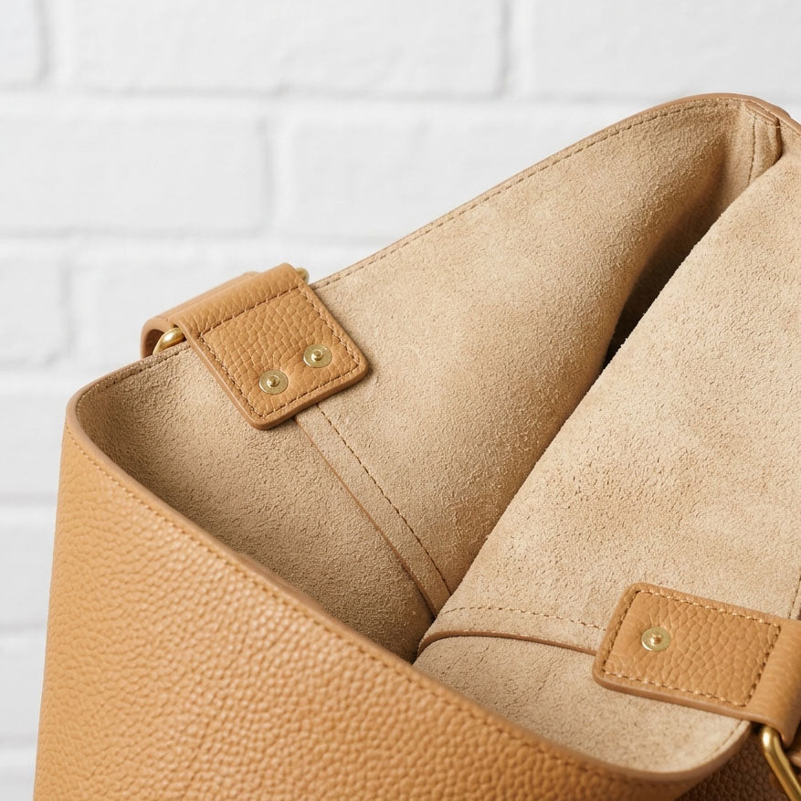 Pebbled Leather Bucket Shoulder Bag