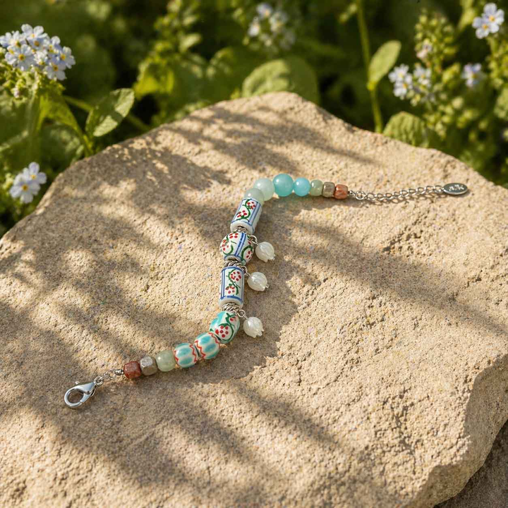 Porcelain Lily of the Valley Beaded Bracelet