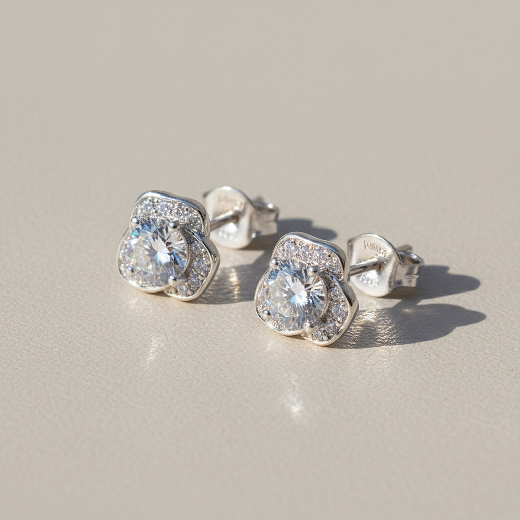 Moissanite Flower Stud Earrings 0.5ct