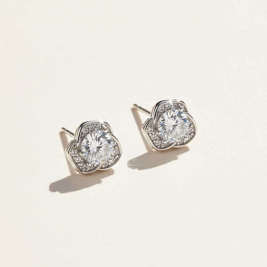 Moissanite Flower Stud Earrings 0.5ct