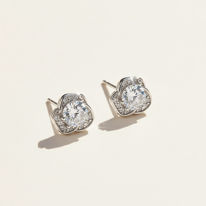 Moissanite Flower Stud Earrings 0.5ct