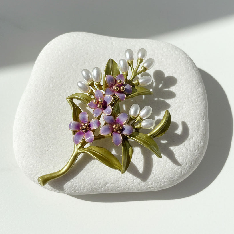 Purple Forget-Me-Not Flower Brooch