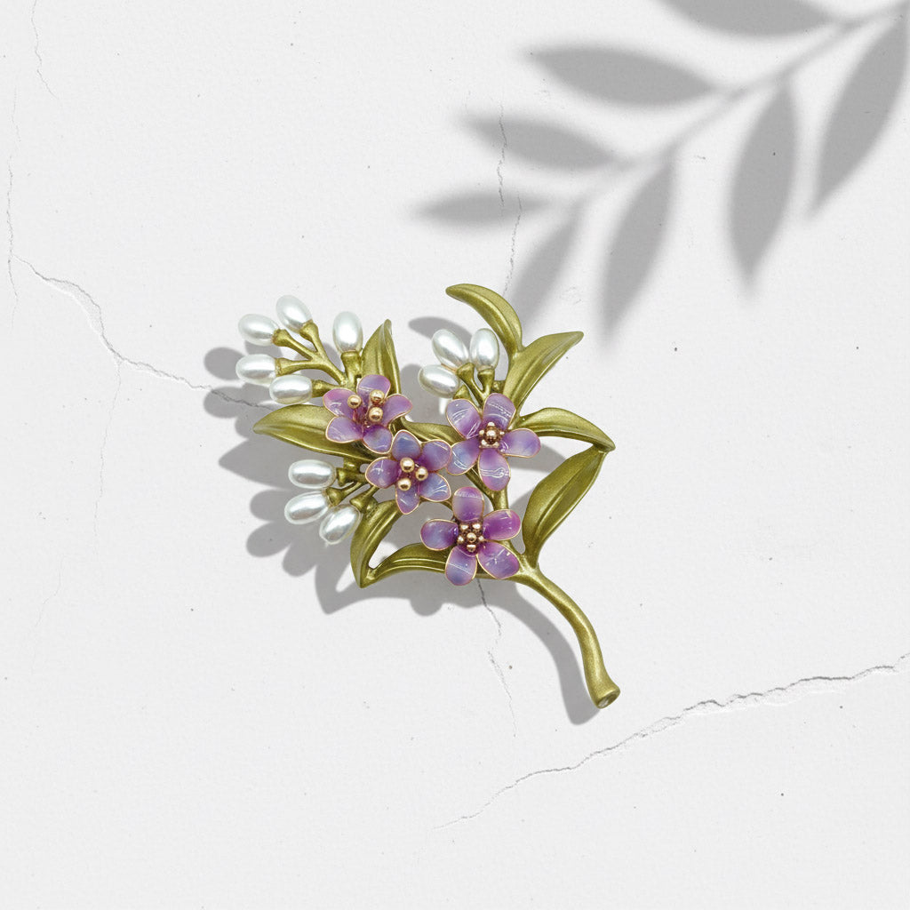 Purple Forget-Me-Not Flower Brooch