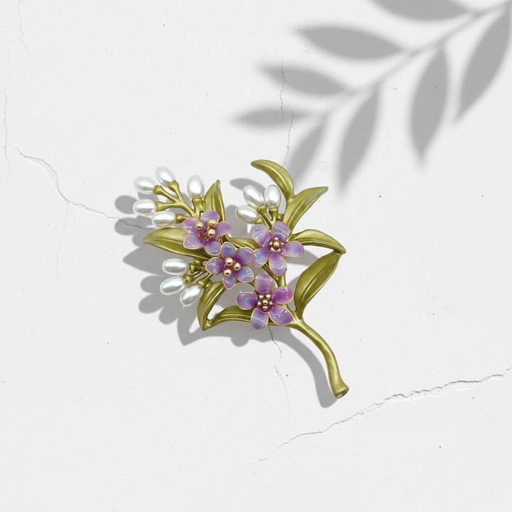 Purple Forget-Me-Not Flower Brooch