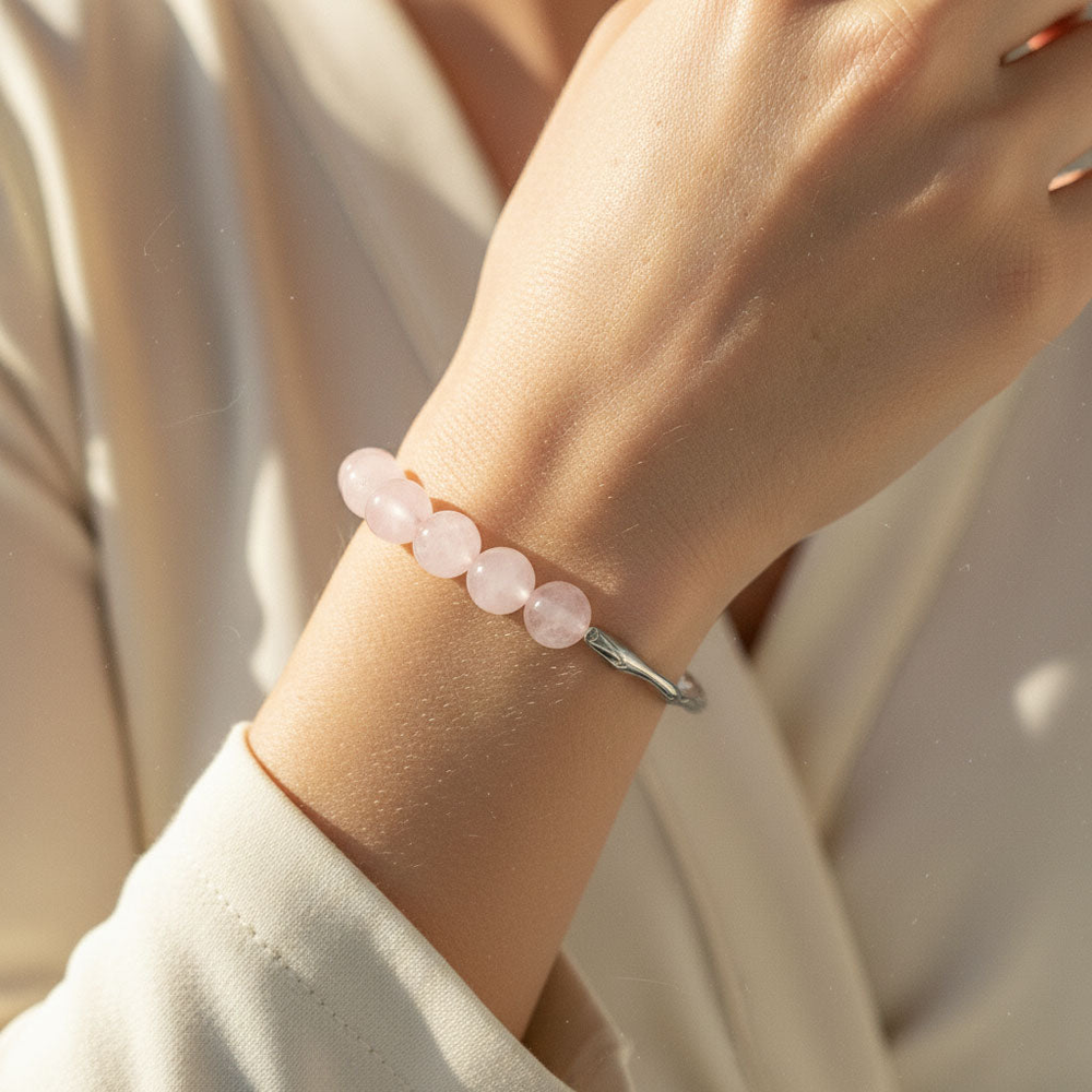 Rose Quartz Bracelet | Stainless Steel or 18K Gold Hook