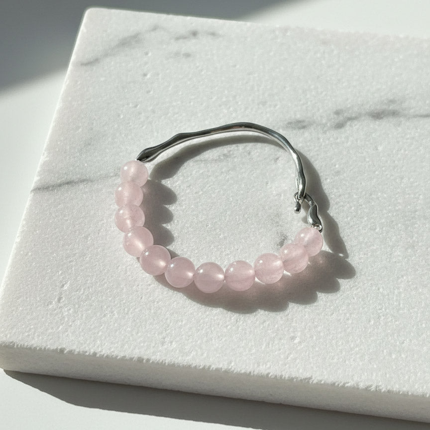 Rose Quartz Bracelet | Stainless Steel or 18K Gold Hook