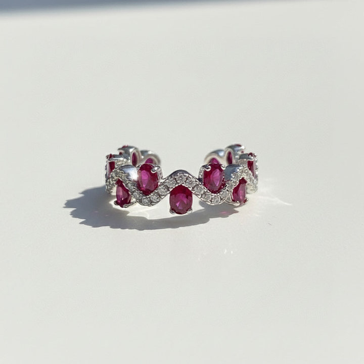 Ruby Moissanite Wave Ring
