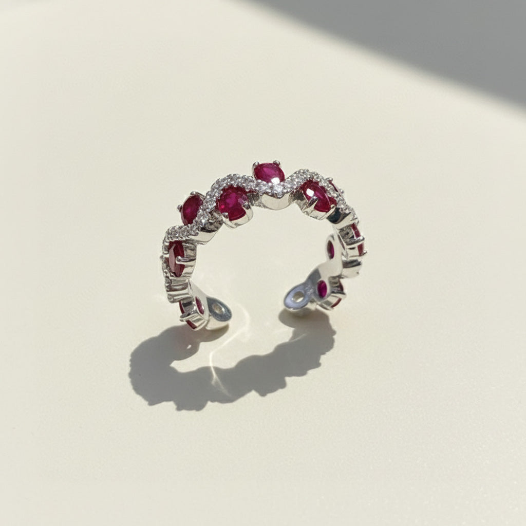 Ruby Moissanite Wave Ring