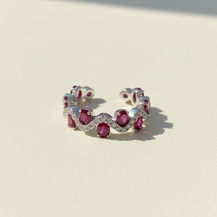 Ruby Moissanite Wave Ring