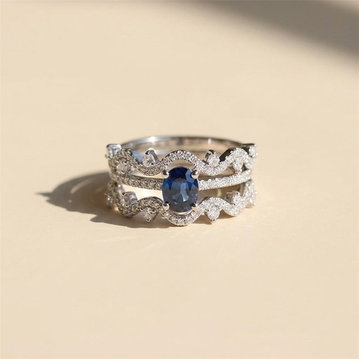 Sapphire Moissanite Stackable Ring Set