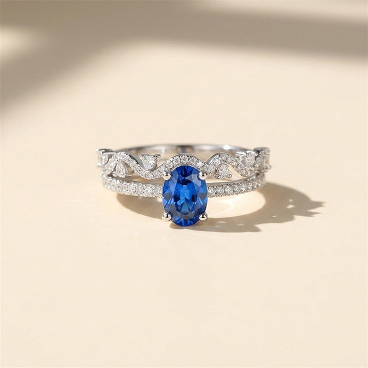 Sapphire Moissanite Stackable Ring Set
