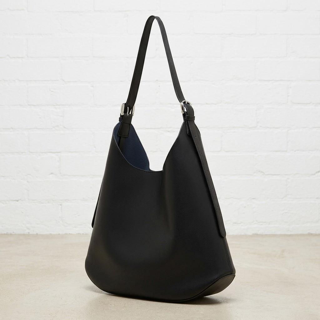 Smooth Leather Hobo Shoulder Bag