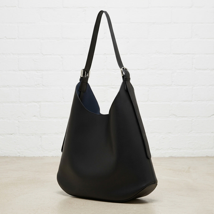 Smooth Leather Hobo Shoulder Bag