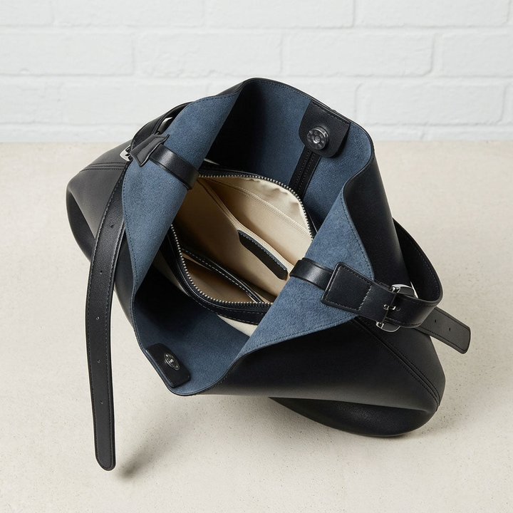 Smooth Leather Hobo Shoulder Bag