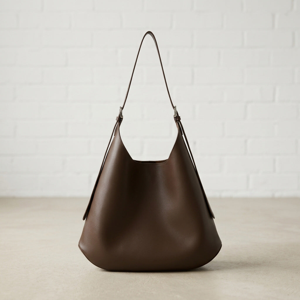 Smooth Leather Hobo Shoulder Bag