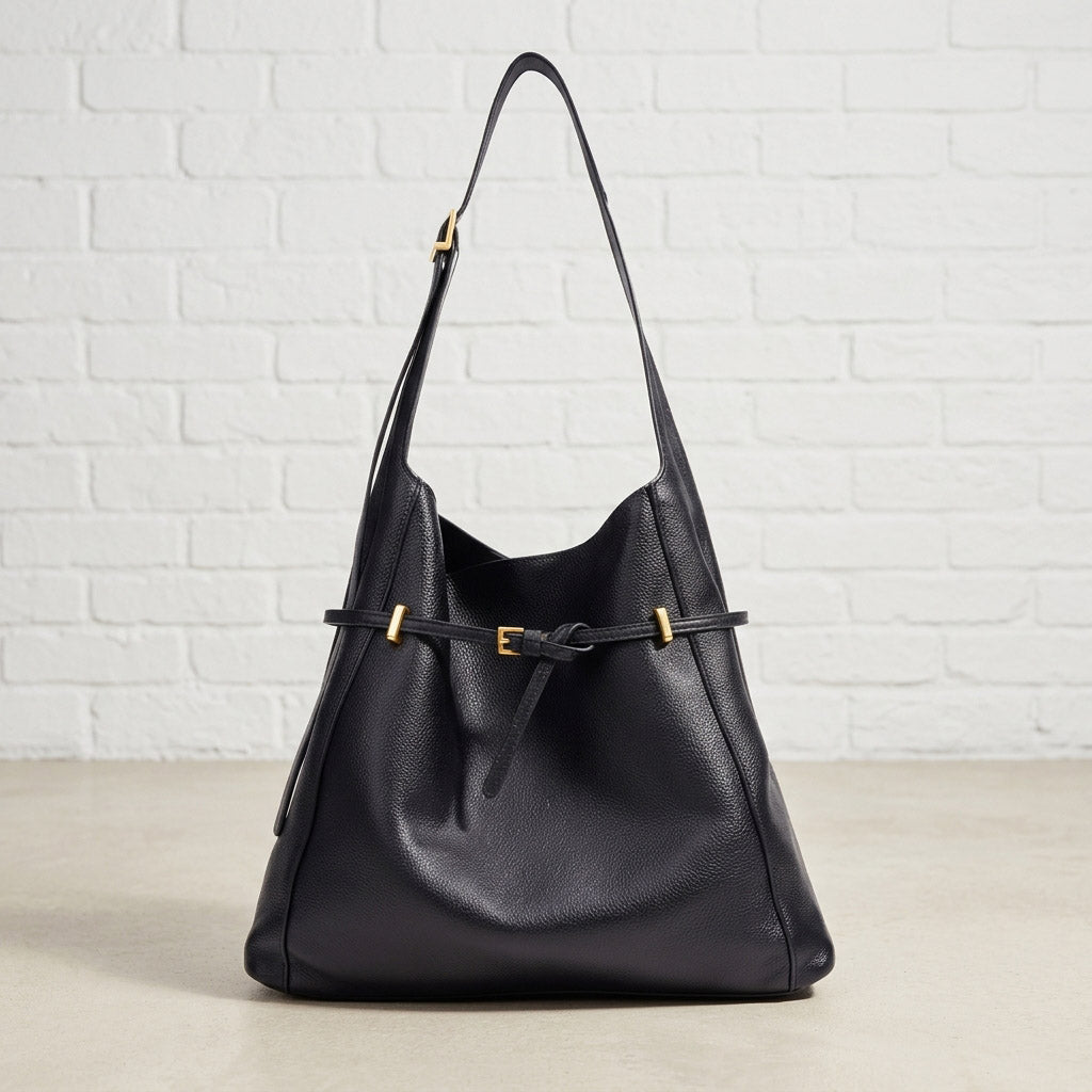 Smooth Leather Shoulder Tote