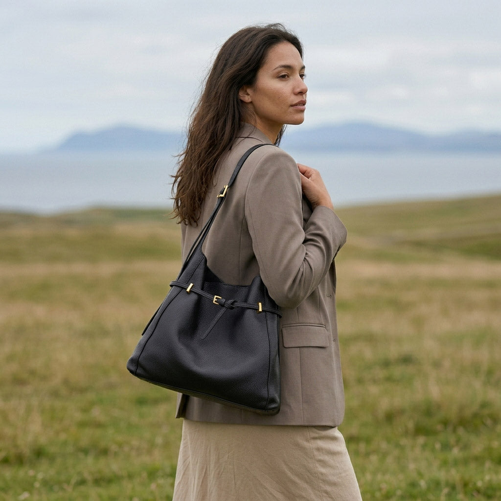 Smooth Leather Shoulder Tote