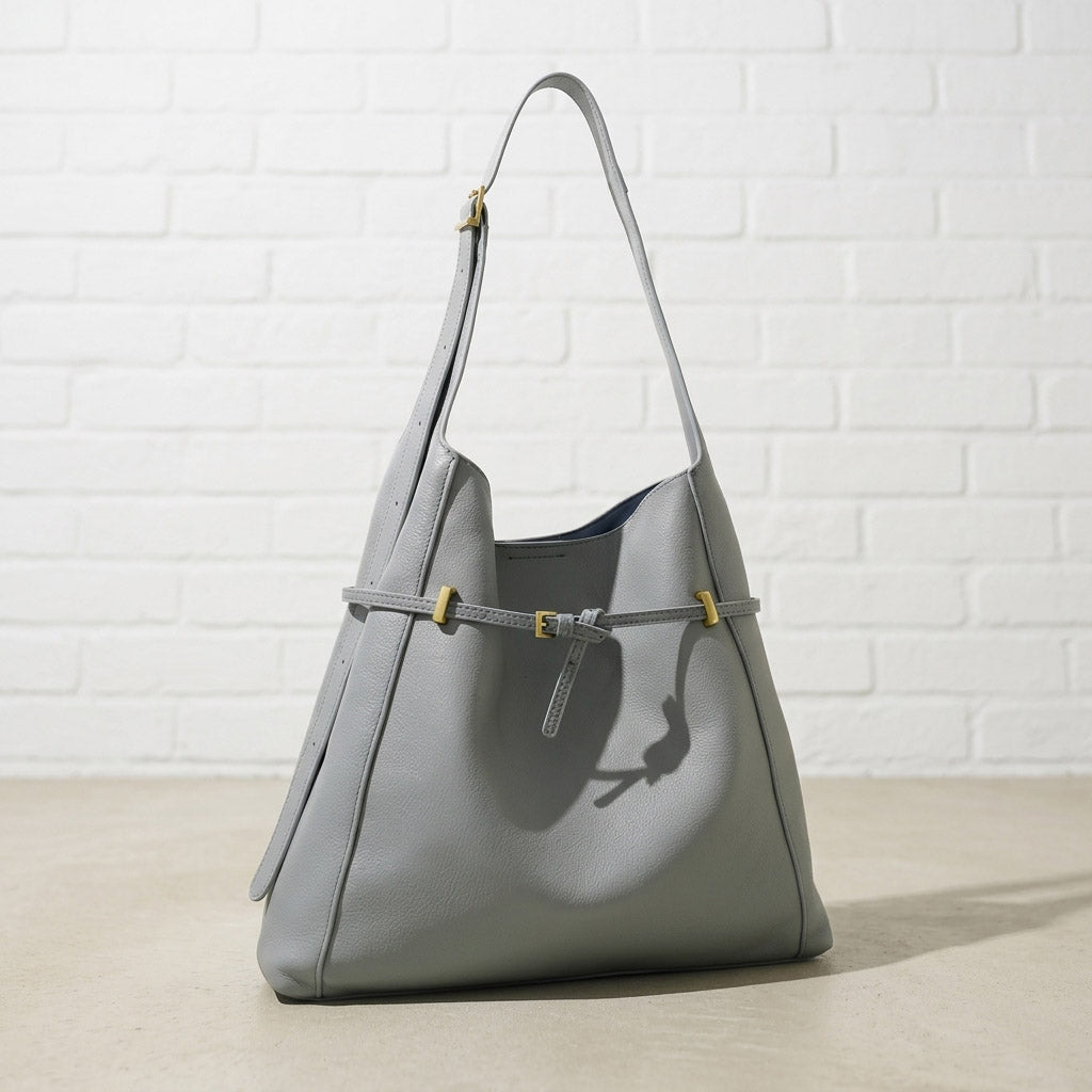 Smooth Leather Shoulder Tote