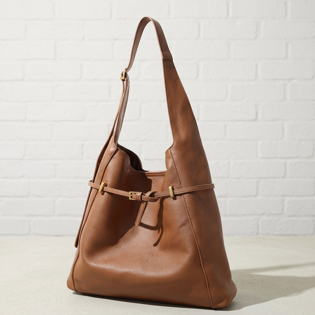 Smooth Leather Shoulder Tote