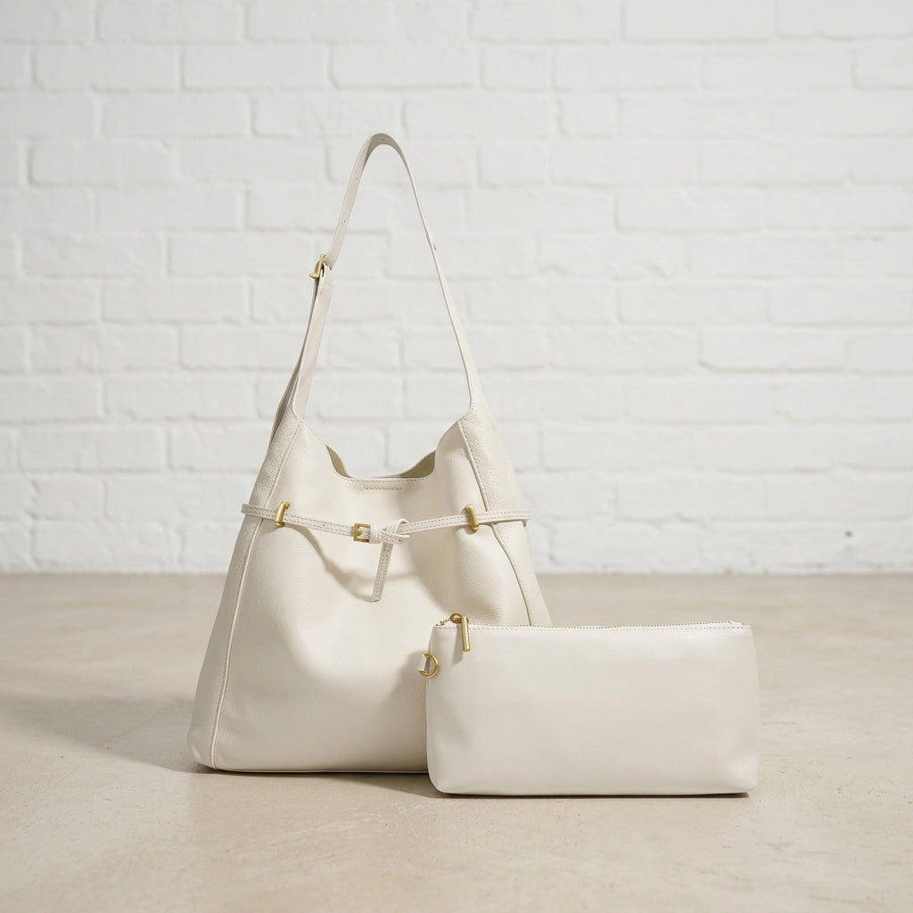 Smooth Leather Shoulder Tote