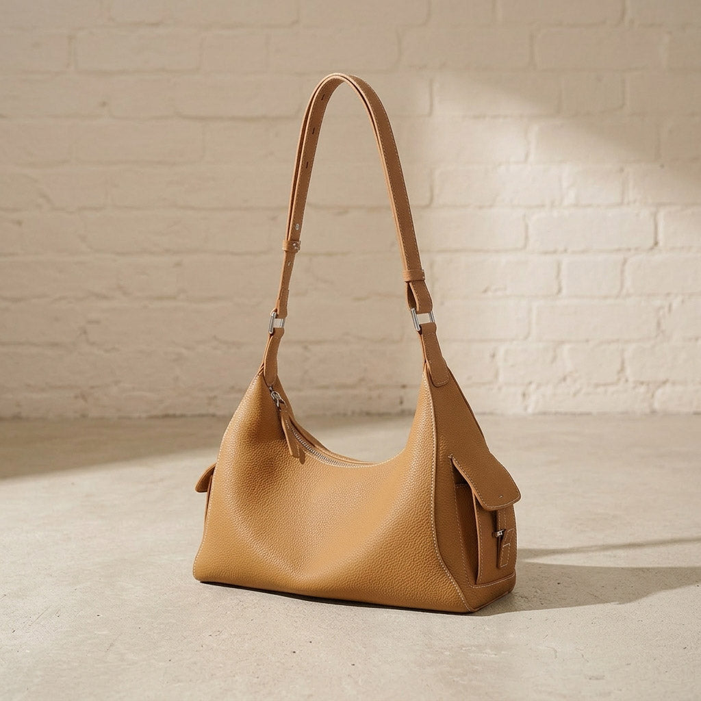 Soft Crescent Leather Shoulder Bag