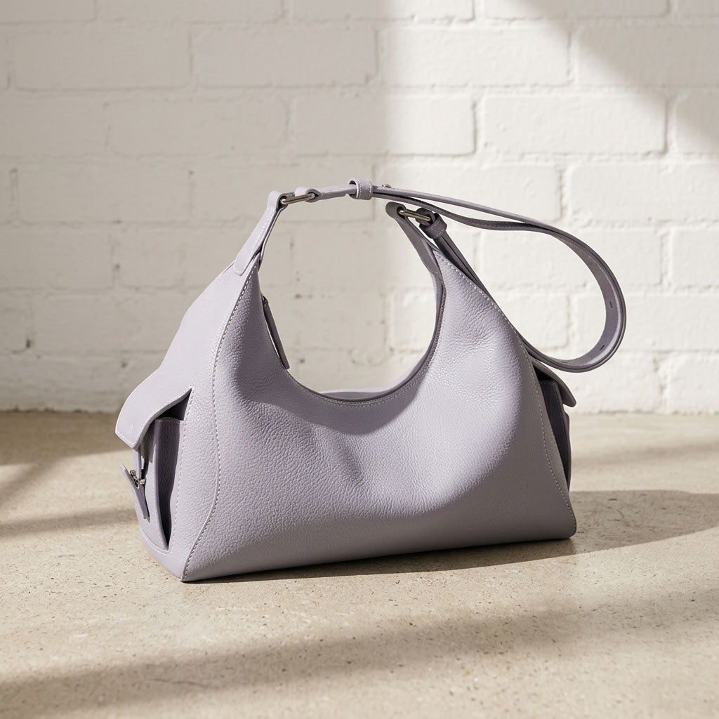 Soft Crescent Leather Shoulder Bag