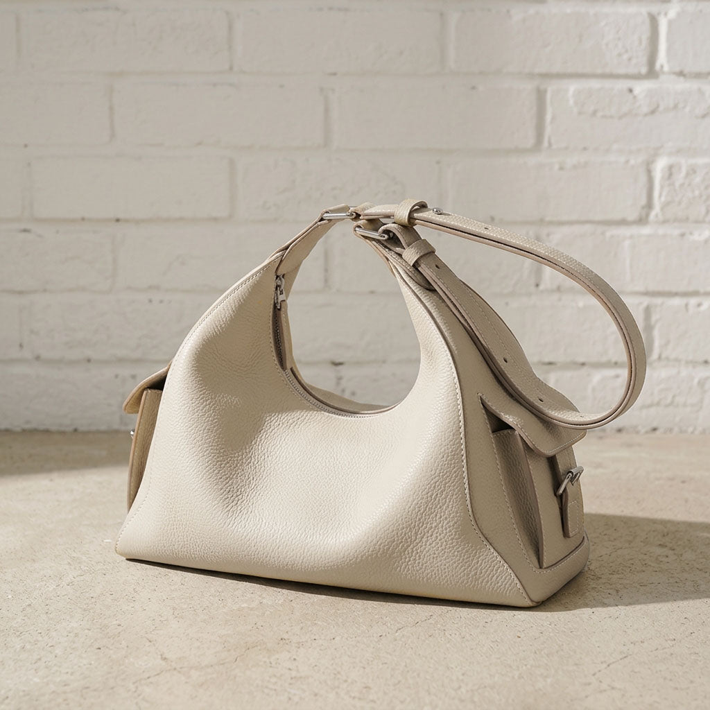 Soft Crescent Leather Shoulder Bag