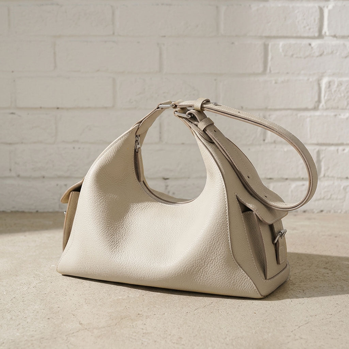 Soft Crescent Leather Shoulder Bag