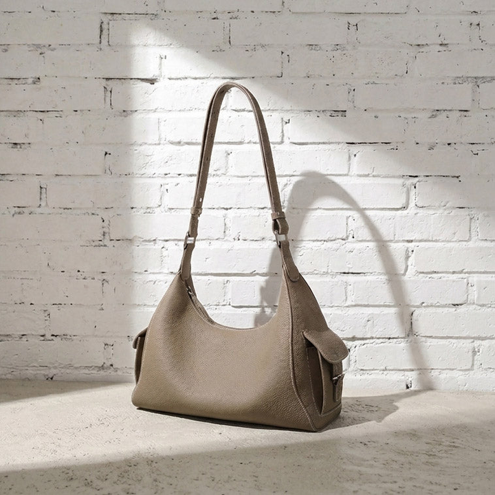 Soft Crescent Leather Shoulder Bag