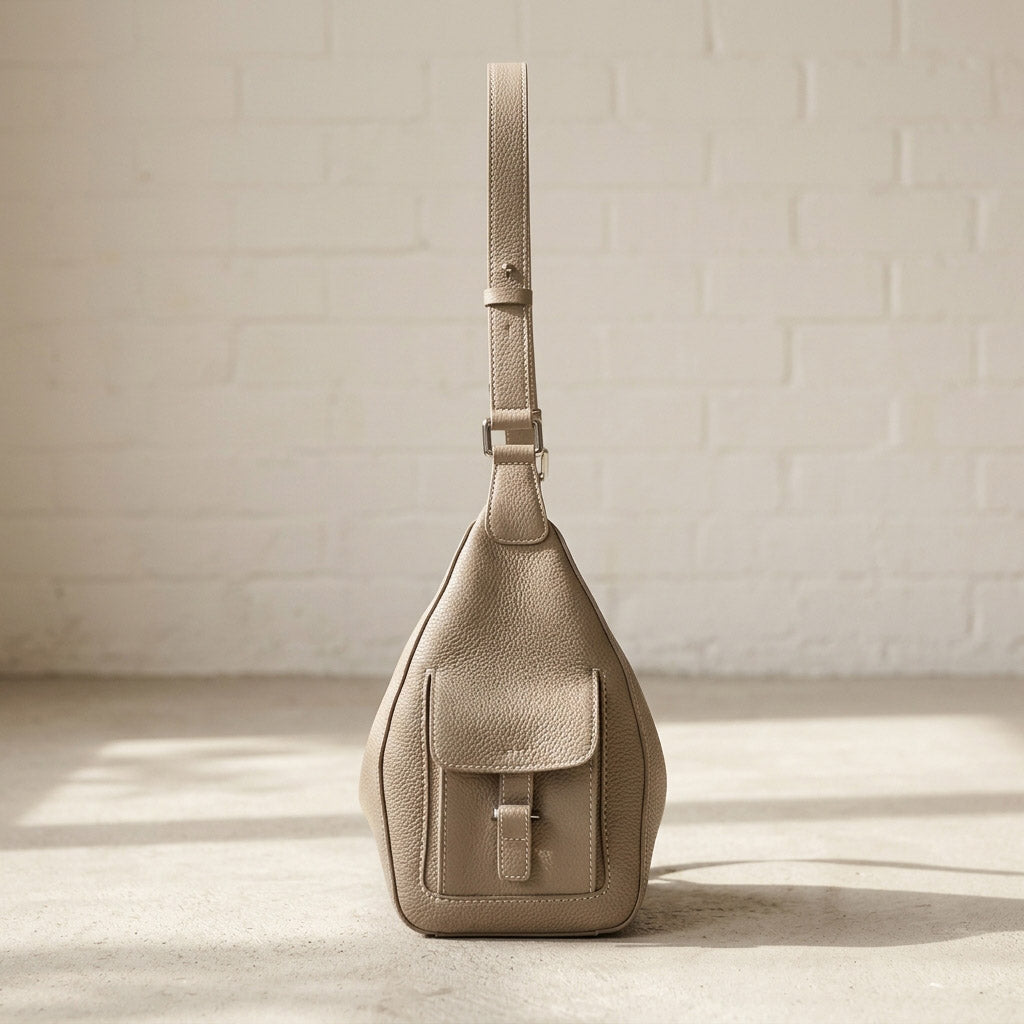 Soft Crescent Leather Shoulder Bag