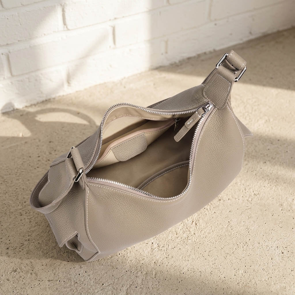 Soft Crescent Leather Shoulder Bag