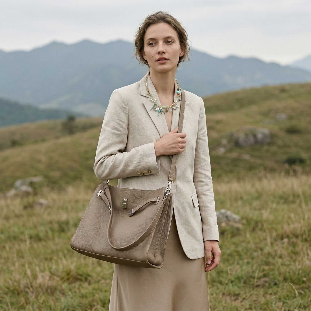 Soft Structured Leather Shoulder Bag