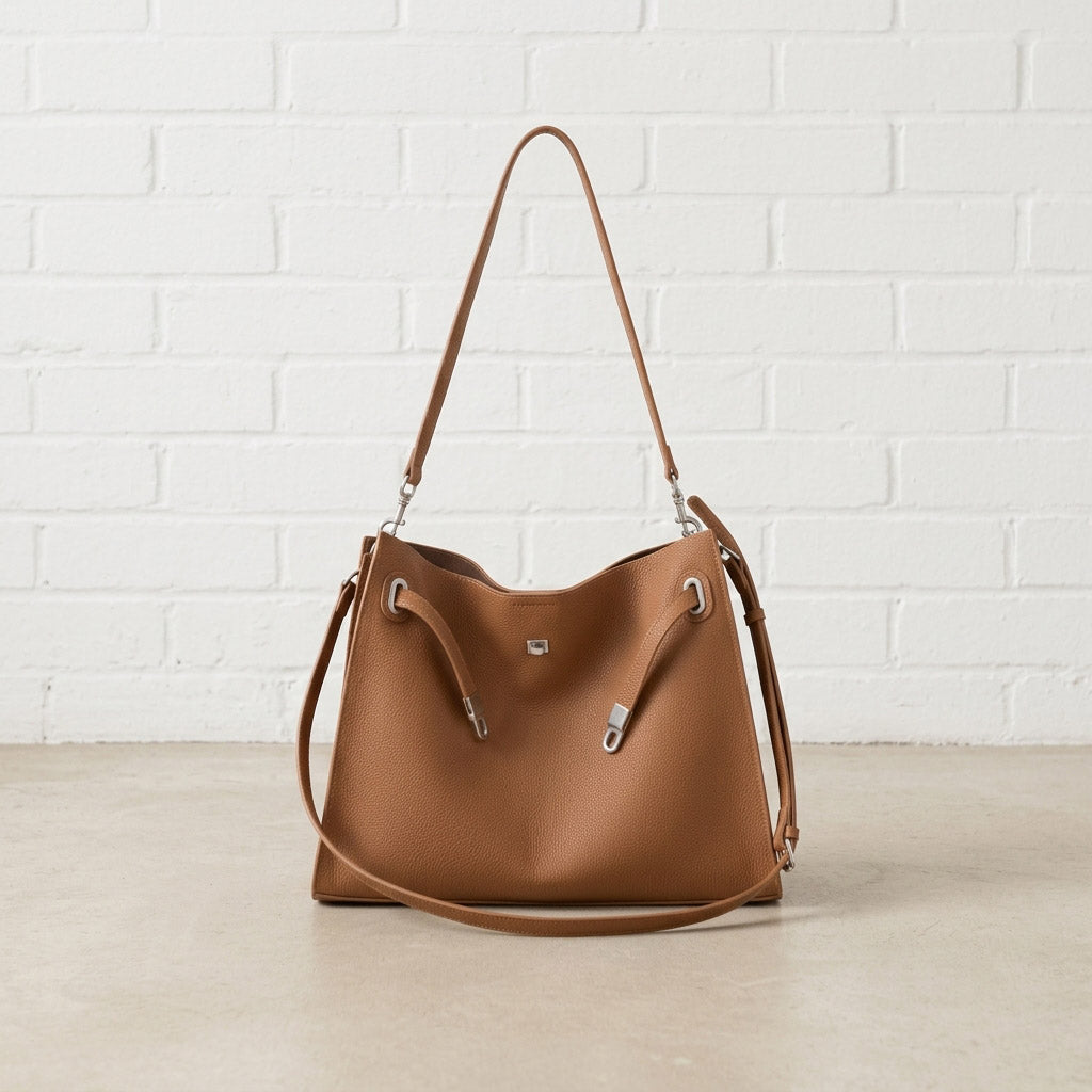 Soft Structured Leather Shoulder Bag