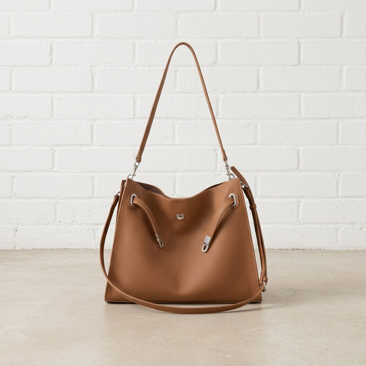 Soft Structured Leather Shoulder Bag