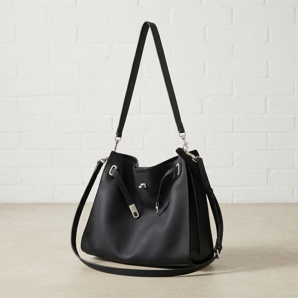 Soft Structured Leather Shoulder Bag